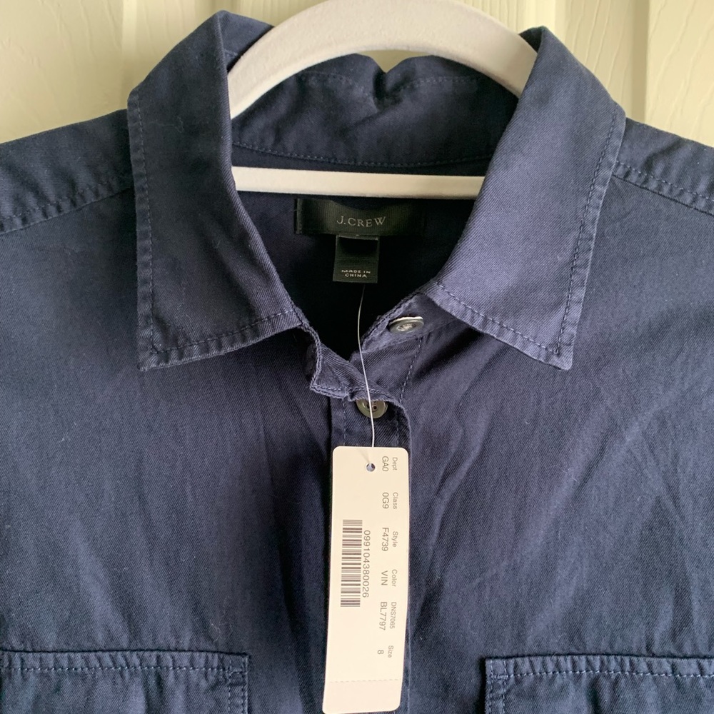 NWT J. Crew washed Oxford Shirt women’s dark blue size 8